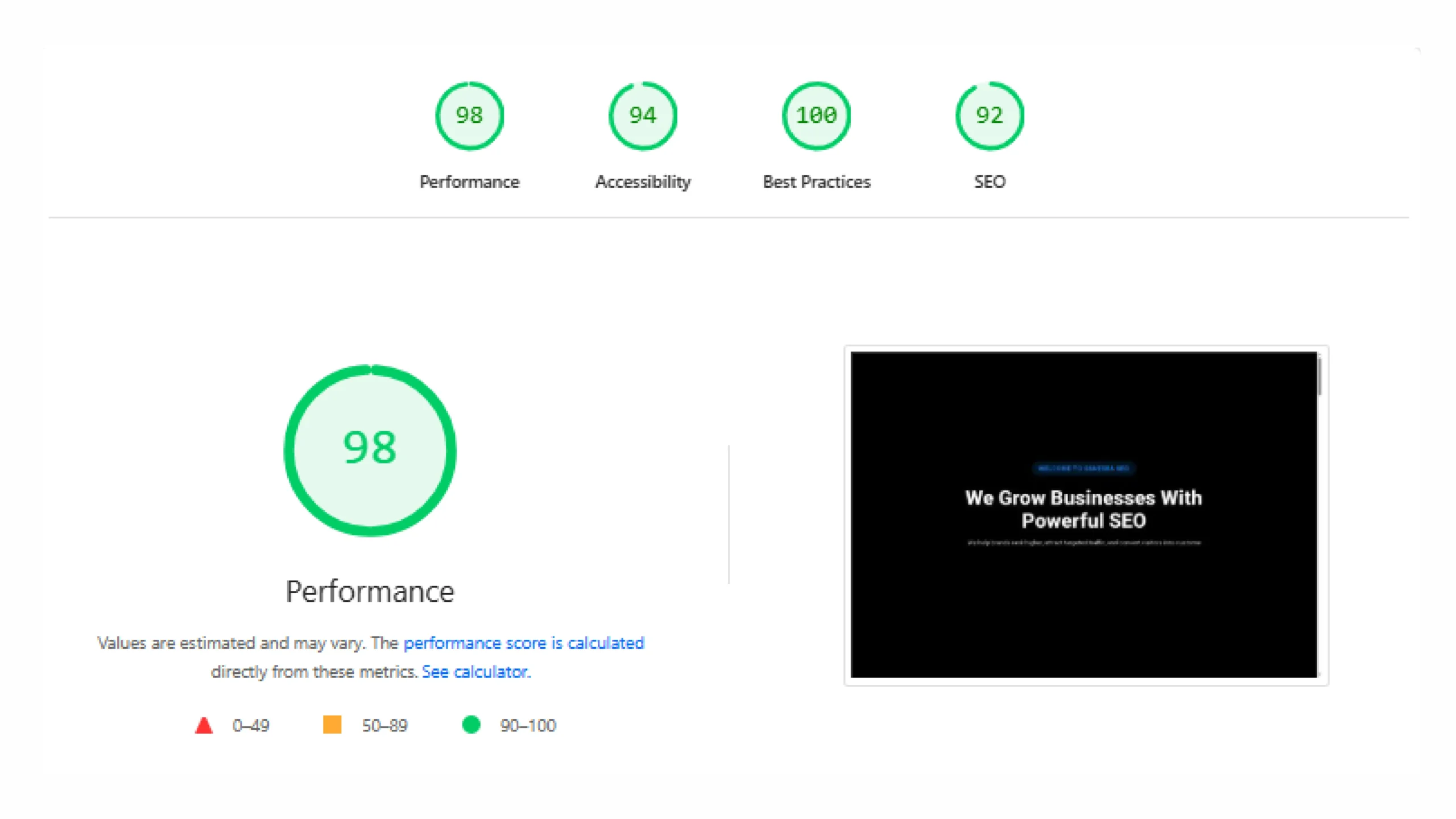 Page Load Optimization Screenshot
